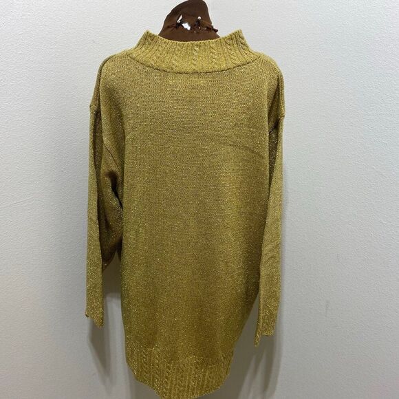 Diane Von Furstenberg Metallic Gold Sweater V Neck Size XXL - Picture 7 of 8